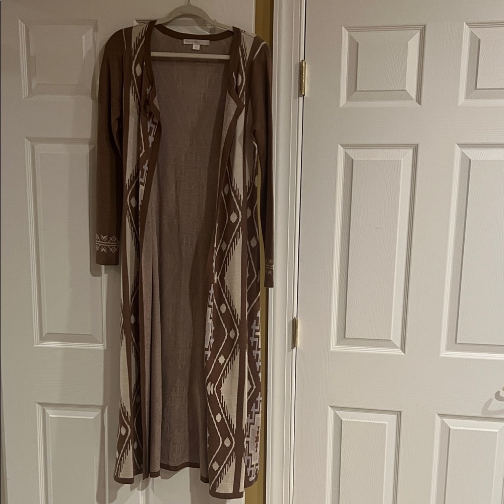 Brown and White Long duster